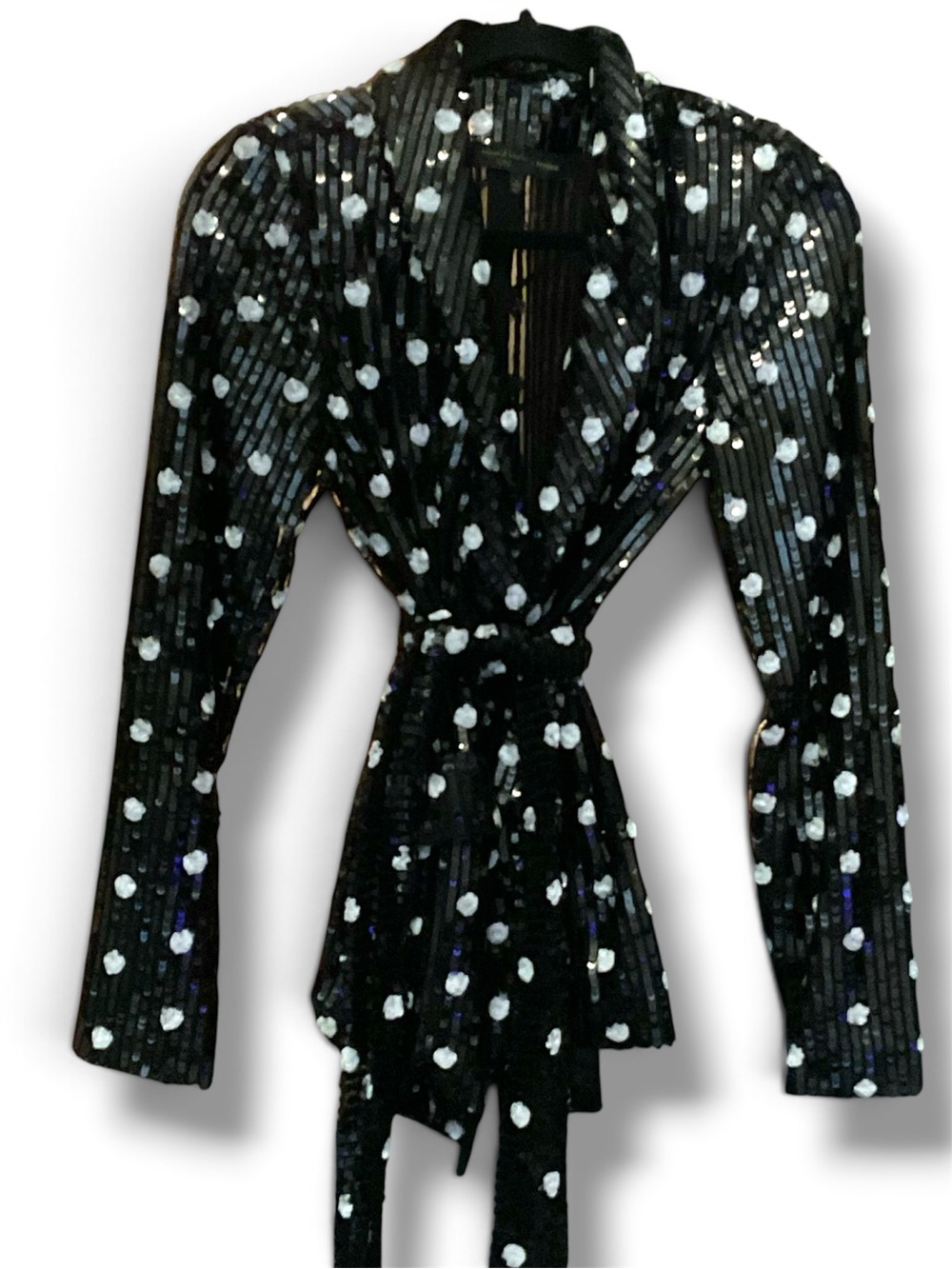 House of Harlow 1960 Black Sequin Polka Dot Blazer